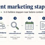 Content marketing stappenplan visueel overzicht van 9 stappen van doelbepaling tot optimalisatie